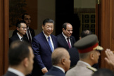 Le président chinois Xi Jinping et le président égyptien Abdel Fattah Al-Sissi  au Grand Hall du peuple à Pékin, le 29 mai 2024.