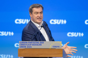Le président de l’Union chrétienne-sociale en Bavière (CSU) Markus Söder, à Munich, le 27 avril 2024. 