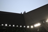 Security personnel on the roof of Geoffroy-Guichard stadium on September 17, 2023. 