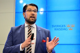 Jimmie Akesson, leader of the Sweden Democrats, on October 14, 2022, in Stockholm.