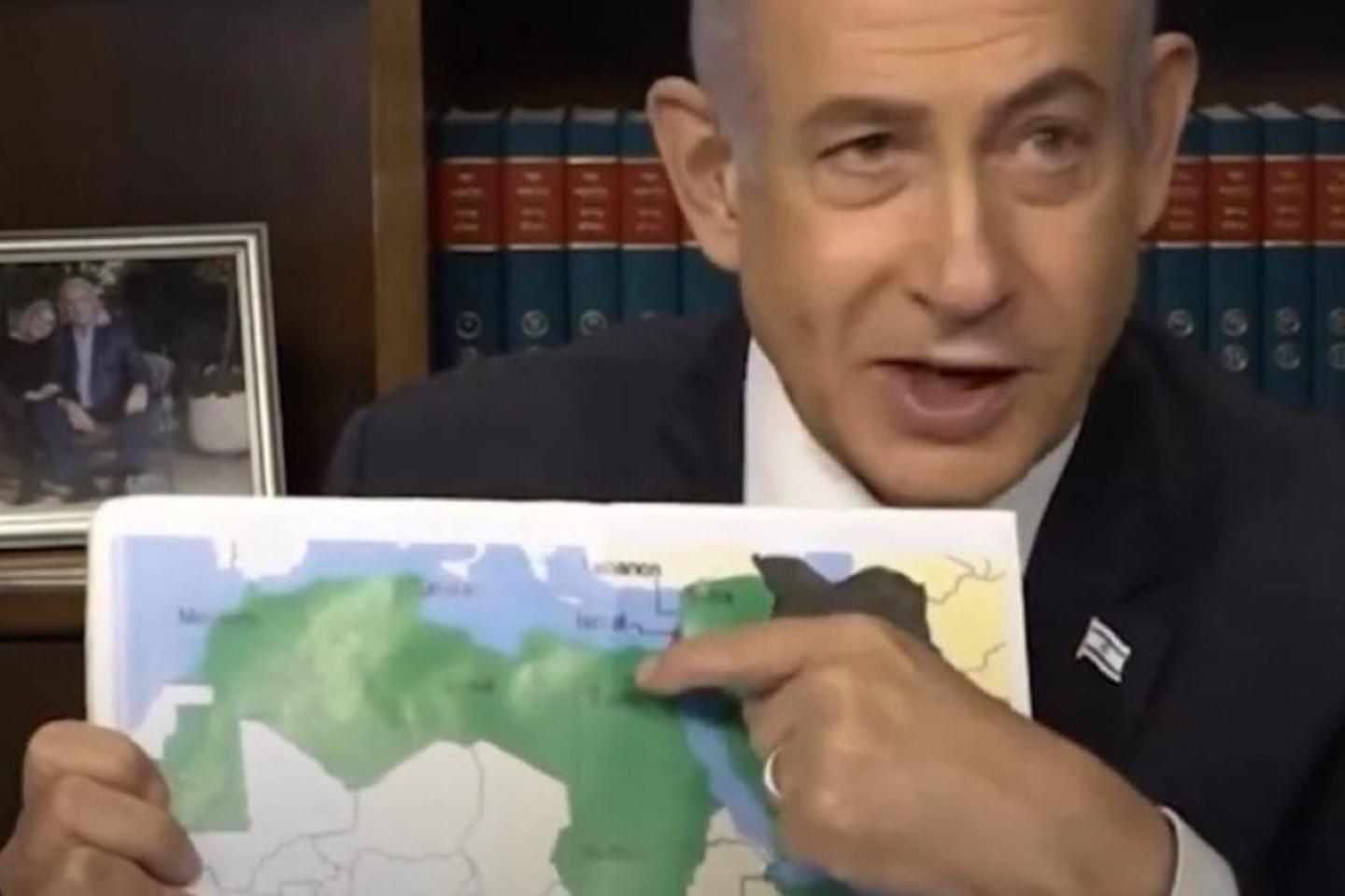 Outcry in Morocco after Netanyahu presents map of kingdom without Western Sahara on French TV