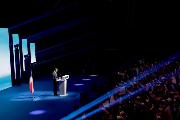 Jourdan Bardera (Assemblée nationale), lors d'un discours à Paris, le 2 juin 2024.