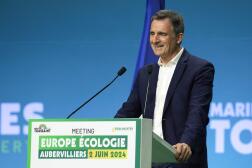 Eric Piolle lors d’un meeting à Aubervilliers (Seine-Saint-Denis), le 2 juin 2024.