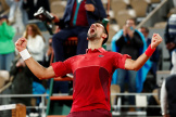 Novak Djokovic après sa victoire contre Lorenzo Musetti, à Roland-Garros, à Paris, le 2 juin 2024.