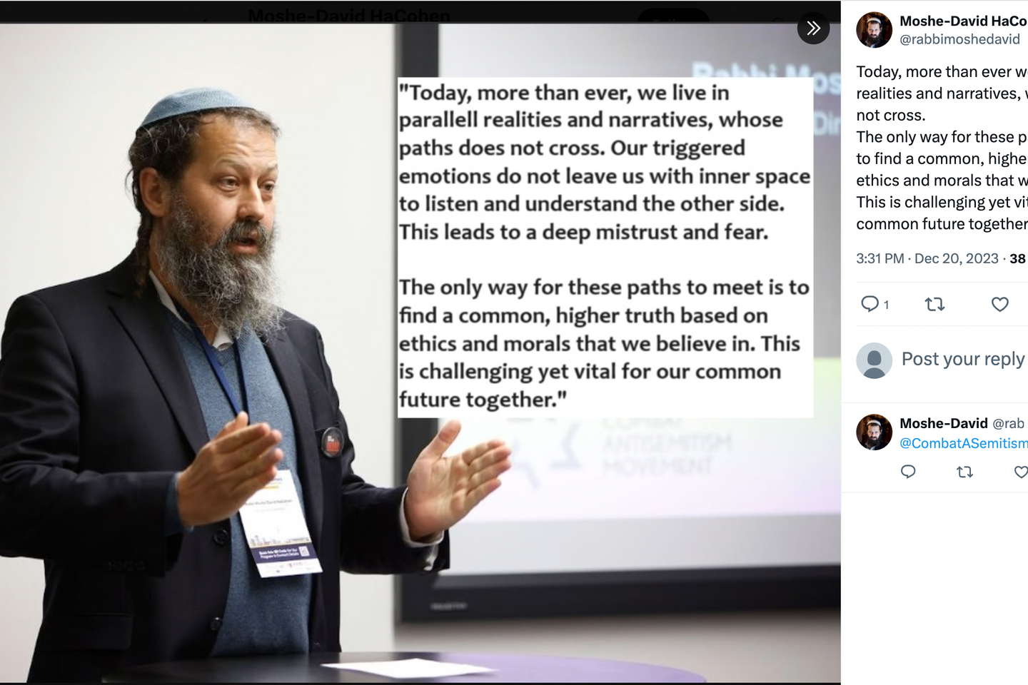 In Malmö, Rabbi Moshe David HaCohen's message of hope