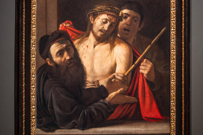 Le tableau « Ecce homo » du Caravage, exposé dans une salle de musée du Prado, à Madrid, en mai 2024. 