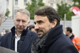 L’écologiste Grégory Doucet, maire de Lyon, avec Bruno Bernard, président de la métropole (Les Ecologistes), à Lyon, le 30 avril 2024.