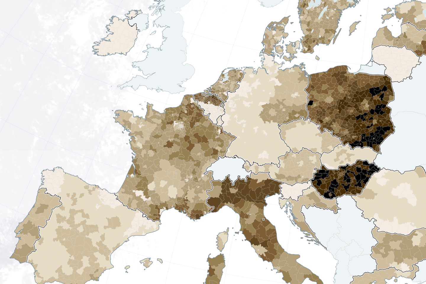 Karte rechtsextremer Regionen in Europa