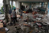 Une école de l’ONU touchée lors d’un bombardement israélien à Nousseirat, dans le centre de la bande de Gaza, le 6 juin 2024.