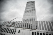 La Tour Pleyel, ancien immeuble de bureaux, en travaux pour être transformée en complexe hôtelier, à Saint-Denis, le 7 février 2024. 
