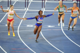 Cyréna Samba-Mayela, lors de sa victoire sur le 100 m haies des championnats d’Europe, le 8 juin 2024 à Rome.