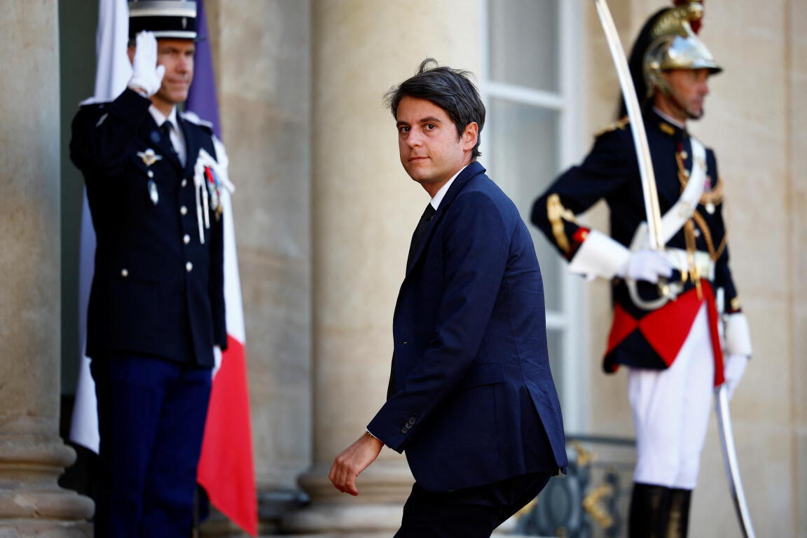 Gabriel Attal arrive au palais de l’Élysée à Paris, le 8 juin 2024.