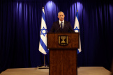 Benny Gantz annonce quitter le gouvernement du premier ministre Benyamin Nétanyahou, depuis Ramat Gan (Israël), le 9 juin 2024.