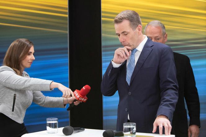 Harald Willemski of the Freedom Party of Austria (FPÖ) during a televised debate in Vienna on June 9, 2024.