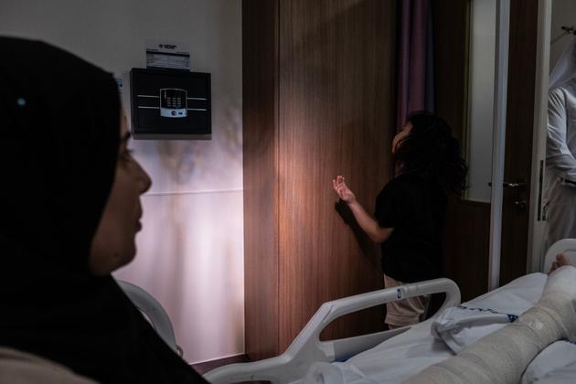 Maryam Al Ghol, 6, in her mother's hospital room in Doha, May 30