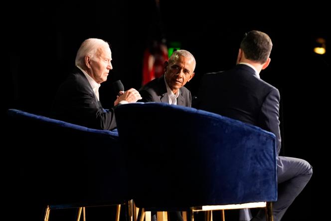 Joe Biden attends a fundraiser with Barack Obama and Jimmy Kimmel at the Peacock Theater on June 15, 2024 in Los Angeles. 