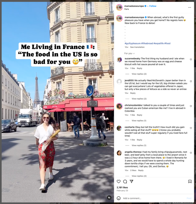 Capture d’un post Instagram de février 2023 publié par Trisha Estopinan sur son compte.