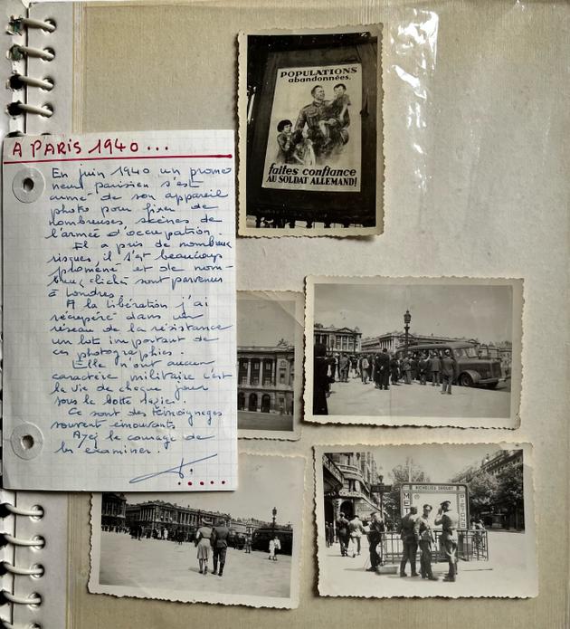 From the photo album found by Stéphanie Colaux at a flea market in Barjac in 2020. On the left, the introductory note included in the album.