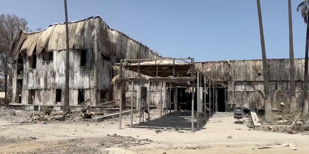 Un bâtiment détruit, au constituent   de transition  de Rafah, dans le sud de la bande de Gaza, le 19 juin 2024.