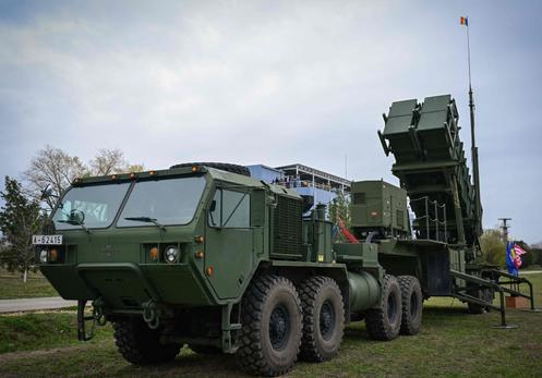 A Romanian Army Patriot rocket launcher system near the Black Sea in November 2023.