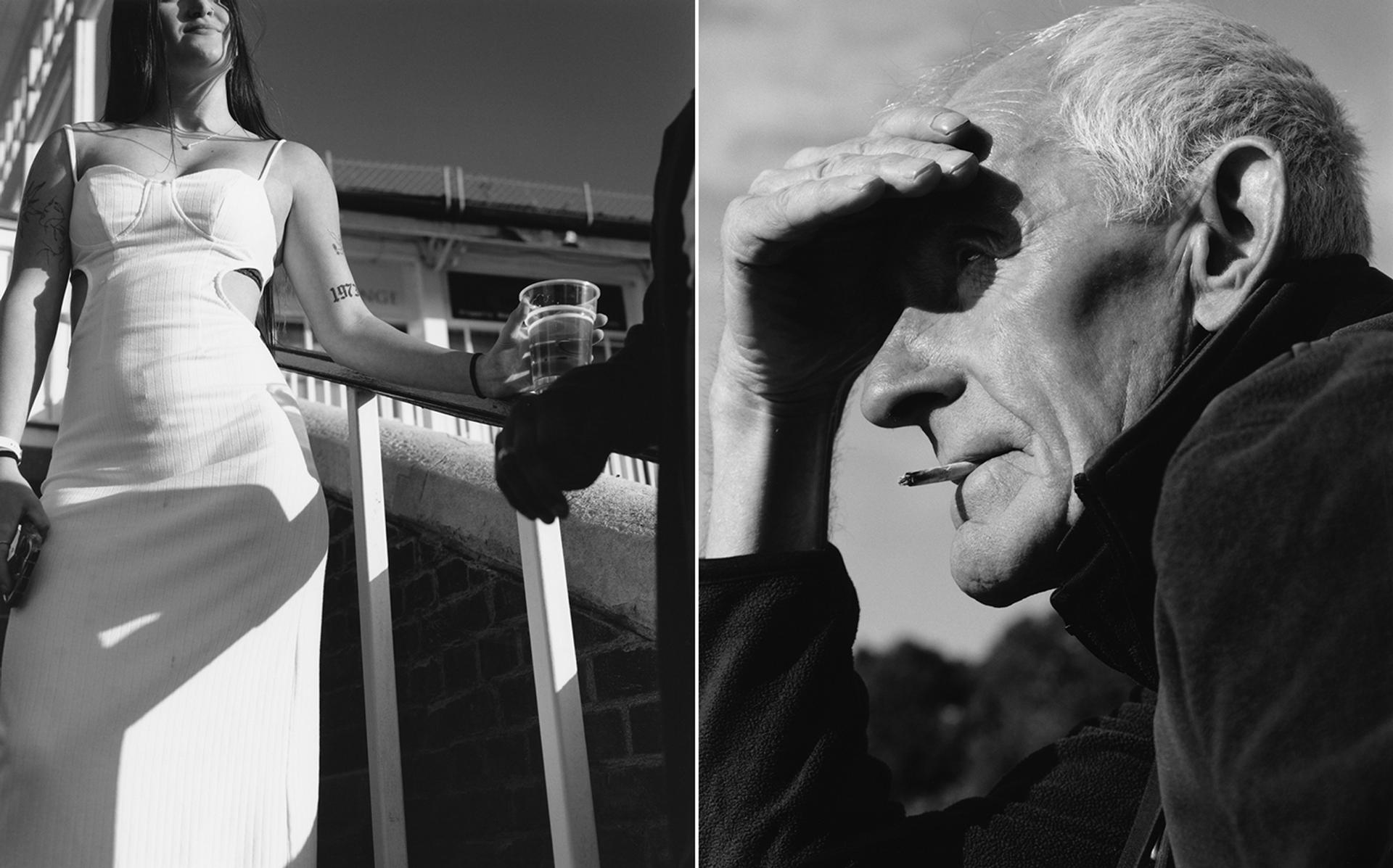 Left and right, spectators at Windsor Racecourse.