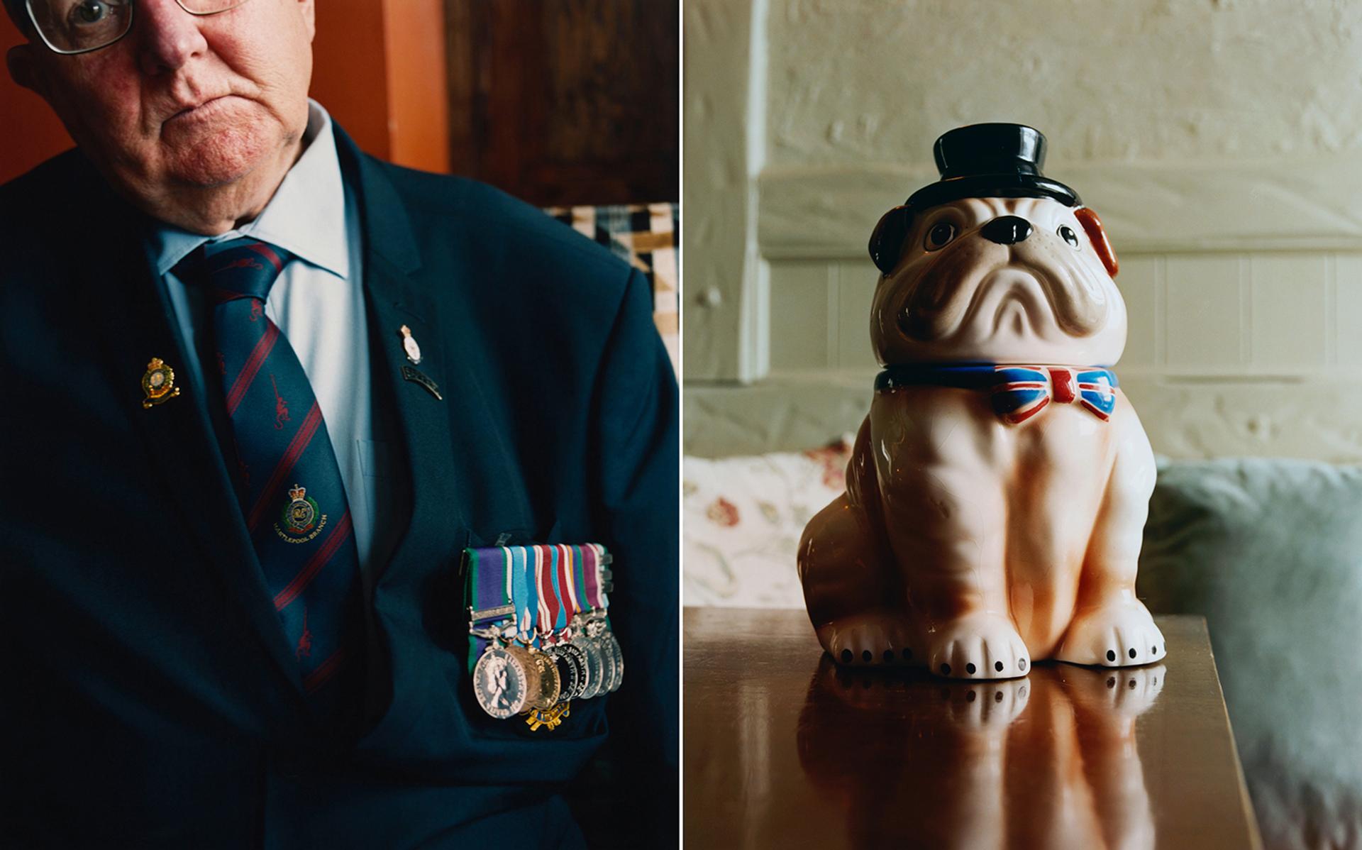 Left, ex-serviceman Jimmy in a Hartlepool pub. Right, in a bar in Richmond, a suburb of Greater London.