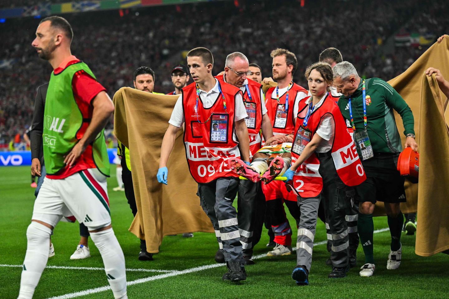 Hungary's Varga stretchered off after sickening Euro 2024 clash