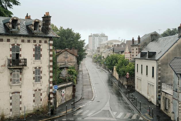 A street in Bourges on a rainy Sunday, June 16, 2024.
