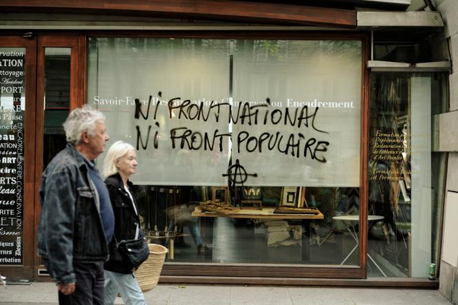 A Paris, le 15 juin 2024, en marge de la manifestation contre l’extrême droite, à la suite du résultat des élections européennes et de la dissolution de l’Assemblée nationale.