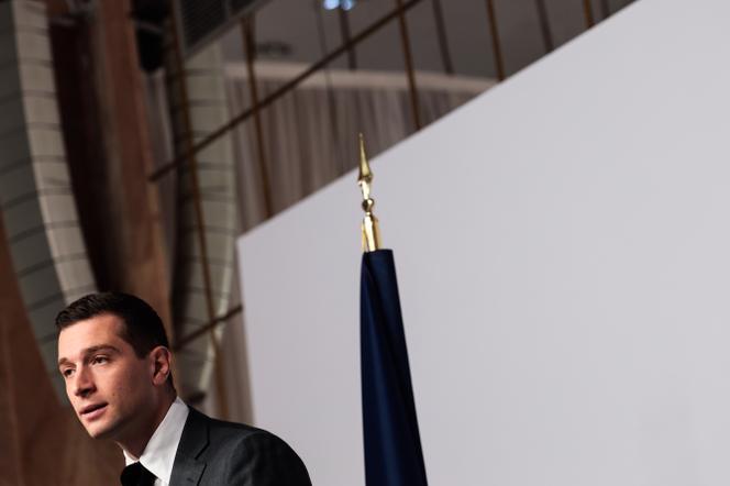 Le président du Rassemblement national, Jordan Bardella présente son programme, à Paris, le 24 Juin 2024. 