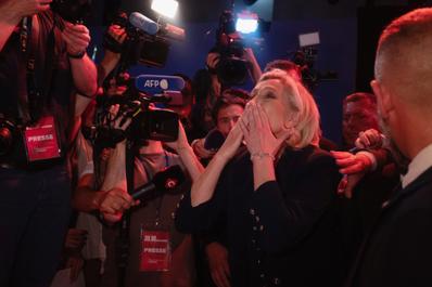 Marine Le Pen, lors de l’annonce des résultats du RN aux législatives, à Hénin-Beaumont (Pas-de-Calais), le 30 juin 2024.