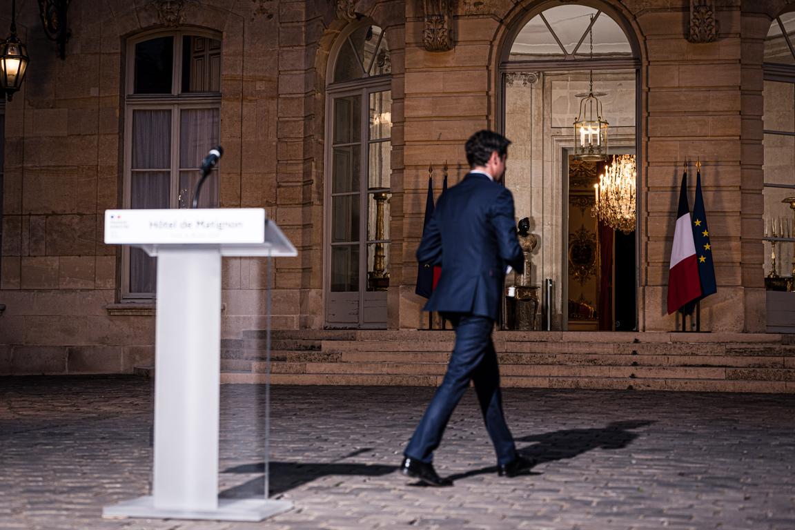 Gabriel Attal après l’annonce des résultats du premier tour des élections législatives, à Matignon, à Paris, le 30 juin 2024.