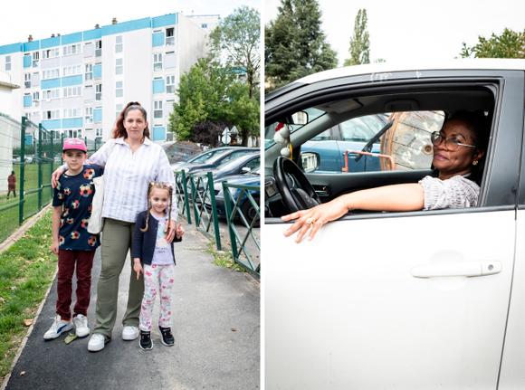 A gauche, Belinda, 32 ans, mère au foyer, avec ses enfants Ayman et Mayssa , au bureau de vote numéro 6 de Sucy-en-Brie. A droite, Nadia, 52 ans. Elle n’est pas inscrite sur les listes électorales de la ville et ne vote plus depuis plusieurs années.