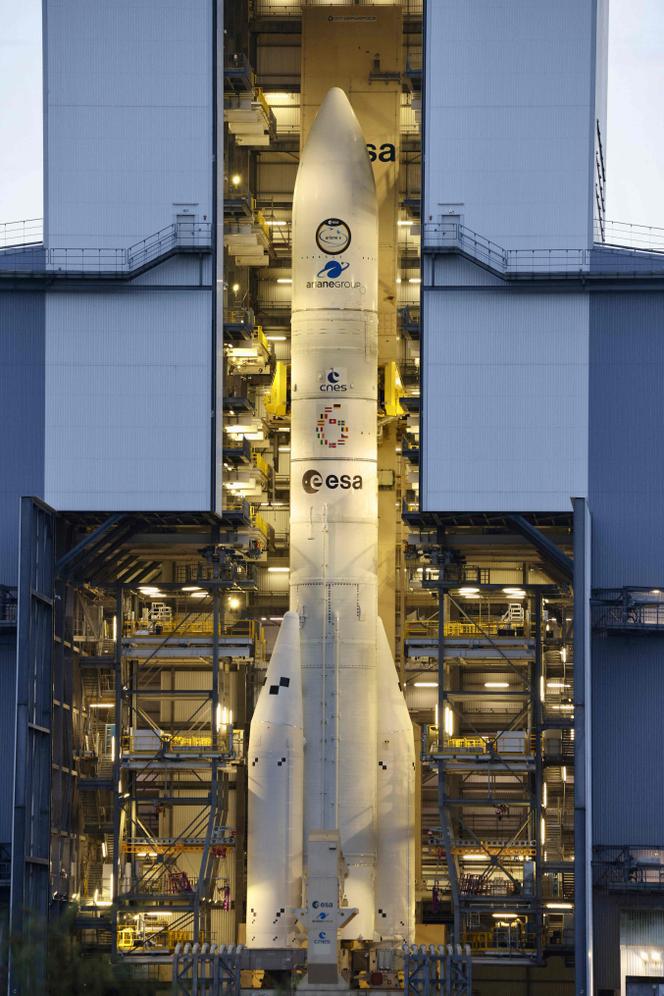 Le lanceur d’Ariane-6 de l’ESA, en Guyane, le 9 juillet 2024.