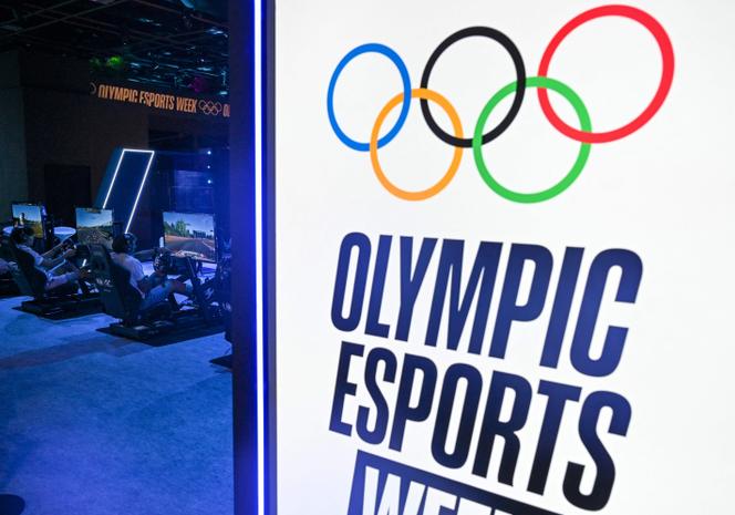 Le logo des Jeux olympiques de l’e-sport à Singapour en juin 2023.