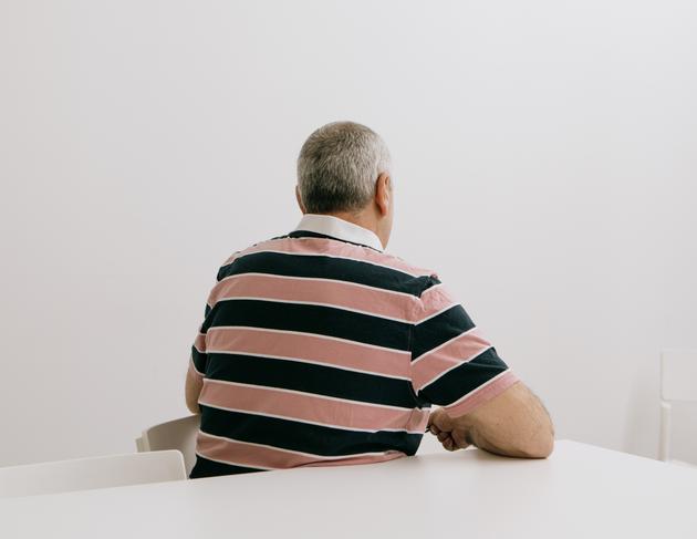 Emmanuel, 50, beneficiary of an alternative to prosecution measure after acts of domestic violence under the influence of alcohol. On the premises of the Support and Social Rehabilitation Association (AERS) in Béziers (southern France), on April 26, 2024.