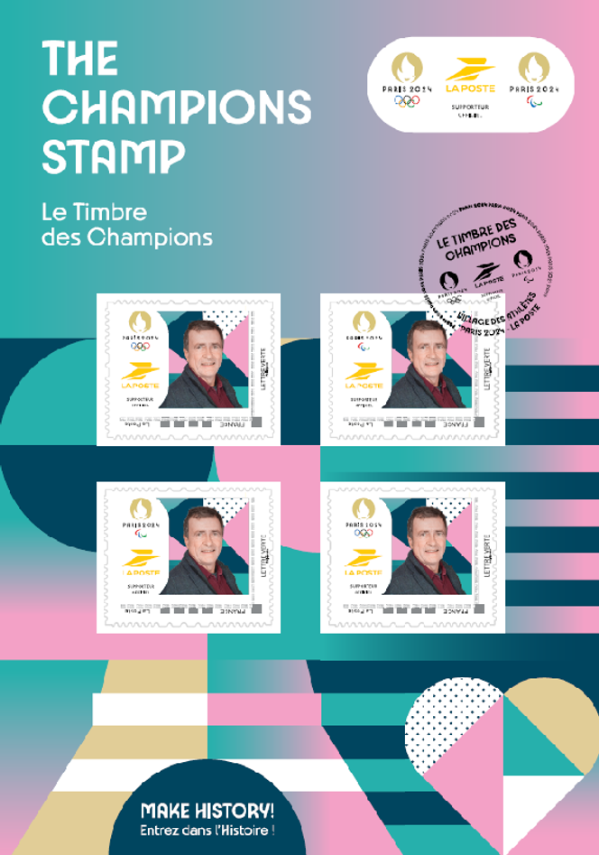 Exemple de maquette du collector de quatre timbres «&nbsp;personnalisés&nbsp;» disponible au seul bureau de poste du Village des athlètes.