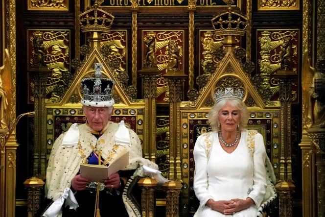Charles III delivers the King's Speech from the Sovereign Throne in the House of Lords, during the State Opening of Parliament, in London, July 17, 2024.