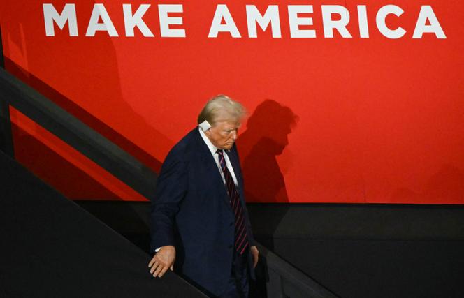 L’ancien président et actuel candidat républicain à la présidentielle américaine, Donald Trump, lors de la convention républicaine, à Milwaukee (Wisconsin), le 17 juillet 2024.