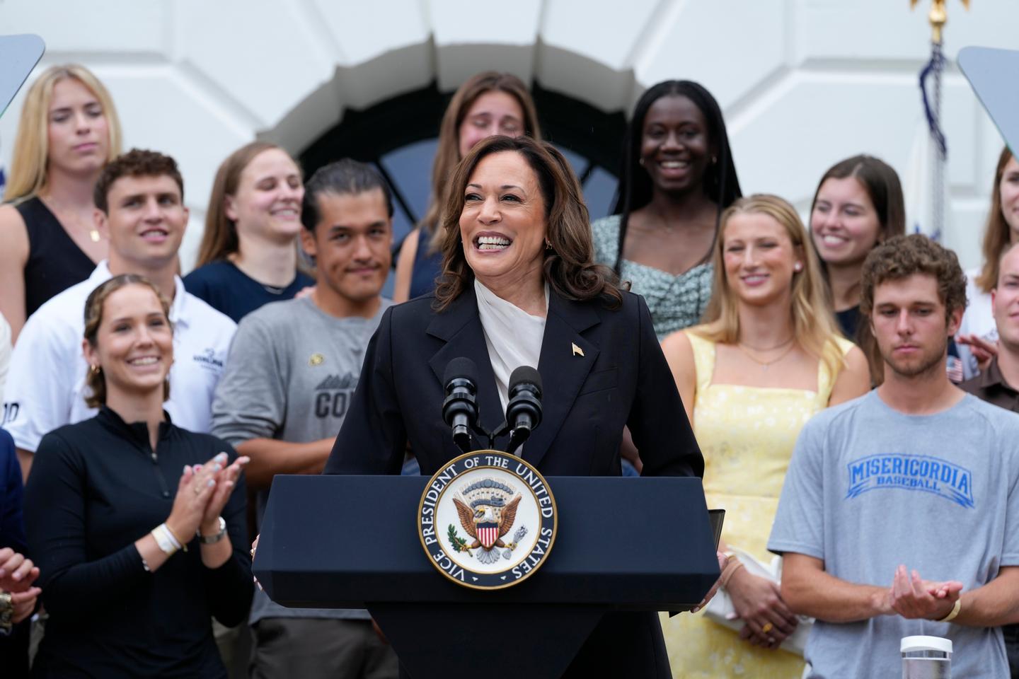 Harris hails Biden's legacy in first public speech since his shock withdrawal from race