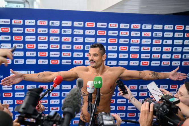 Florent Manaudou, durante o campeonato francês de natação de 2024, em Chartres, 20 de junho de 2024.