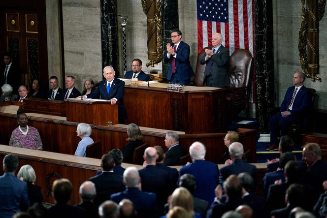 Le premier ministre israélien Benyamin Nétanyahou s’adresse au Congrès américain, le 24 juillet 2024 à Washington.