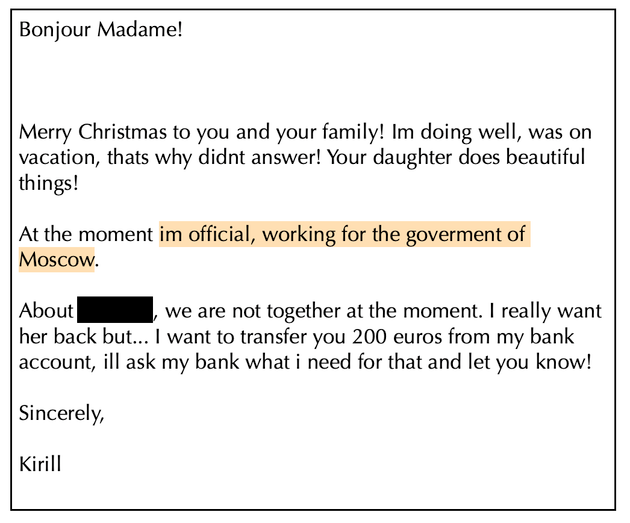 A 2012 email to the landlady of his Paris home. A job that does not appear in the CV he shared at the same time.