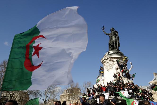 A demonstration against former Algerian president Abdelaziz Bouteflika, March 10, 2019, place de la République in Paris.