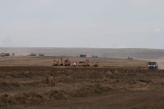 Construction work for the extension of the Romanian Air Force's 57ᵉ air base in Mihail-Kogalniceanu, Romania, on July 25, 2024.