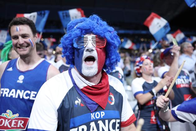 In the stands of Stade Pierre-Mauroy, during the men's basketball match between France and Brazil at the Paris 2024 Games, in Villeneuve-d'Ascq, France, on July 27, 2024.