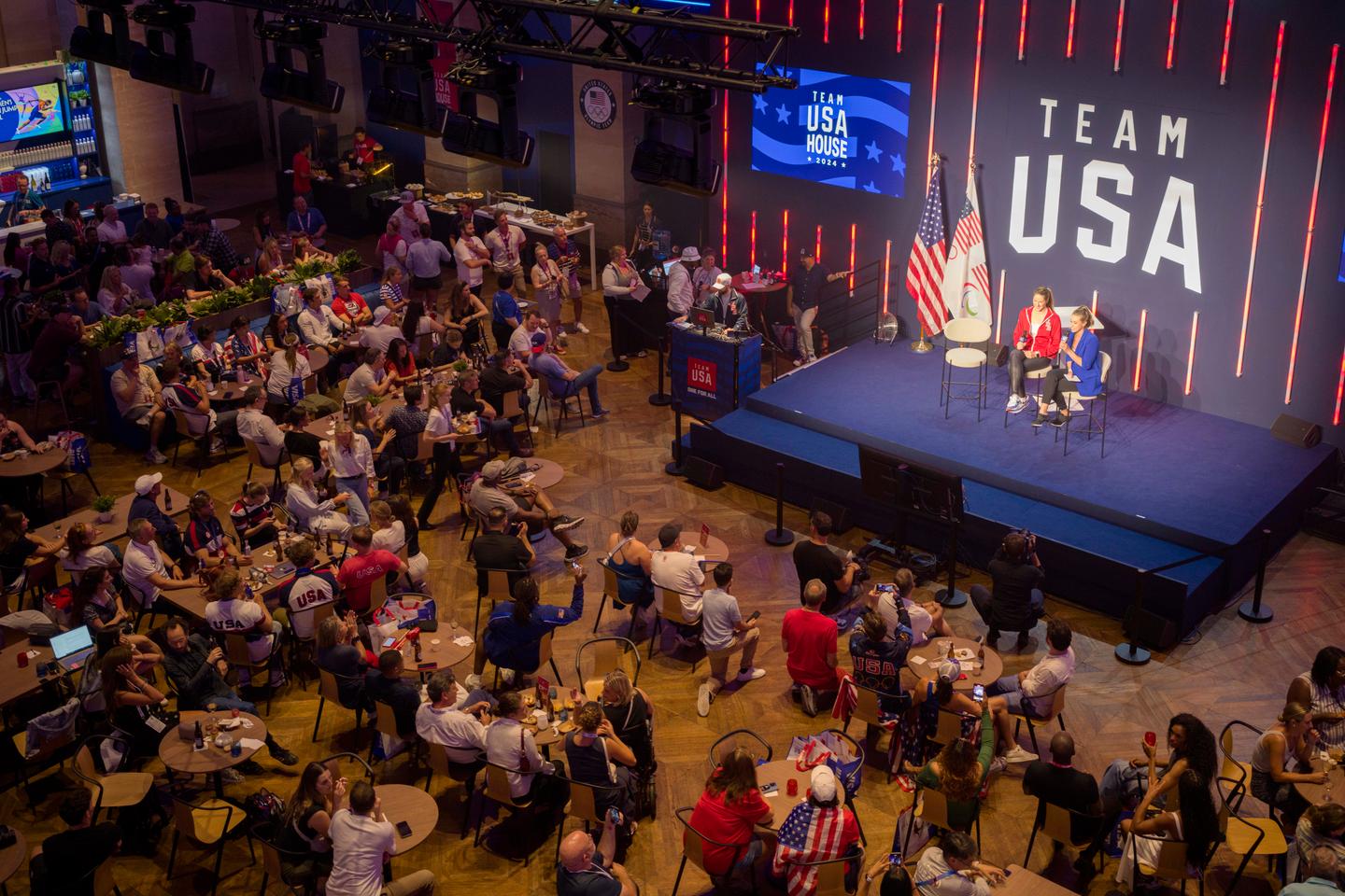 For the Olympics, the former Paris stock exchange hosts a VIP American sports bar