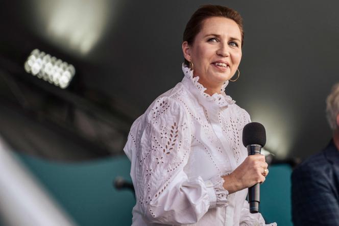 De Deense premier Mette Frederiksen in Bornholm op 14 juni 2024, een paar dagen na haar aanval.