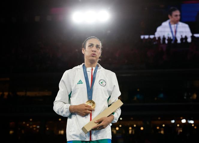 La boxeuse algérienne Imane Khelif après son titre olympique, à Paris, le 9 août 2024.