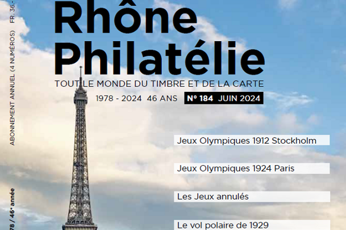 Une histoire postale des Jeux olympiques de 1912, 1924, 1928, dans « Rhône  philatélie »